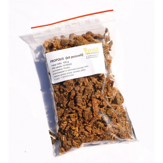 propolis surowy z krajów UE z dodatkowymi badaniami I kl. woreczek 100 g